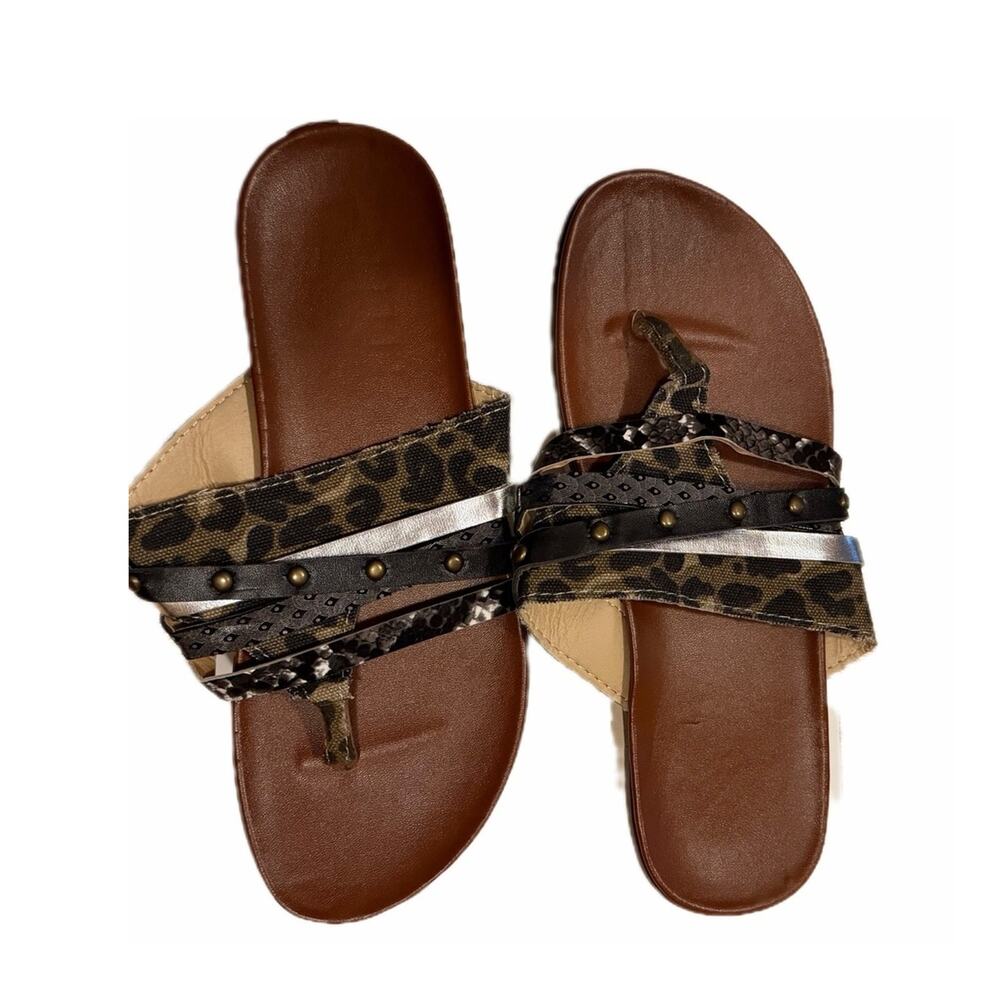Sandals animal print studs straps women new no box